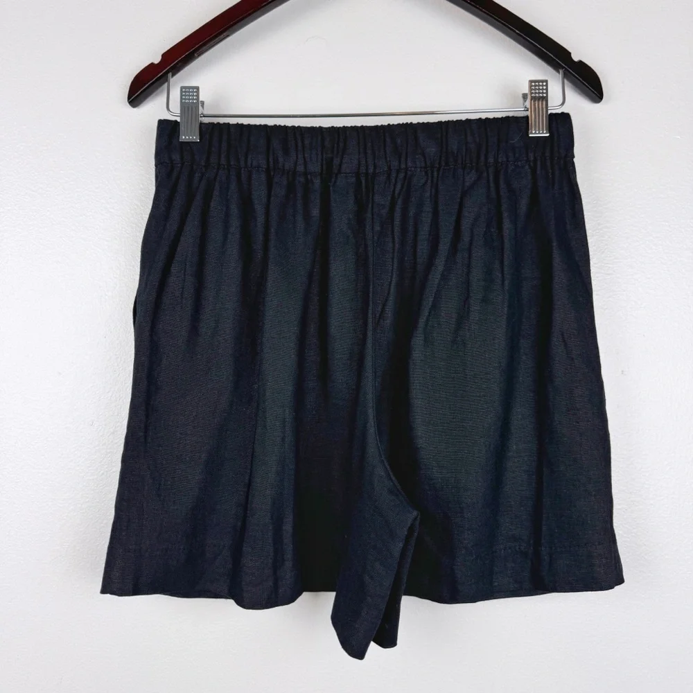 J. Crew Elastic Back Linen Blend Pleated Shorts Black Size 2 NWOT